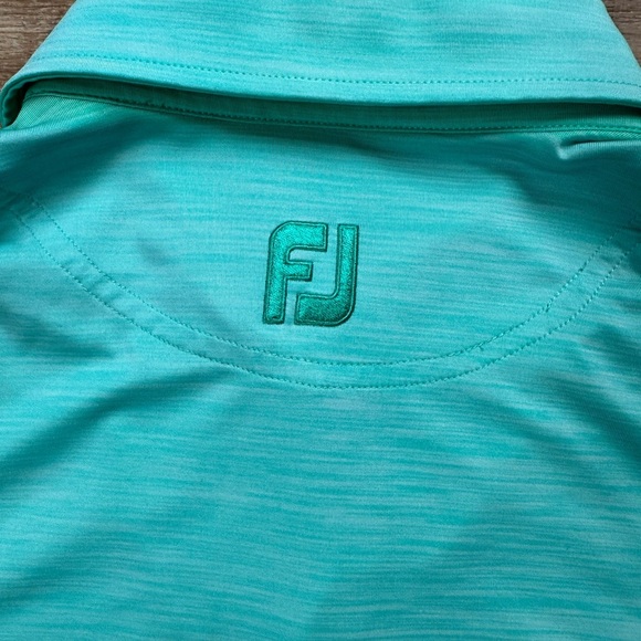 Foot Joy Mens Polo Collared 1/4 Button Golf Shirt Teal Green Sz Small - Picture 9 of 10